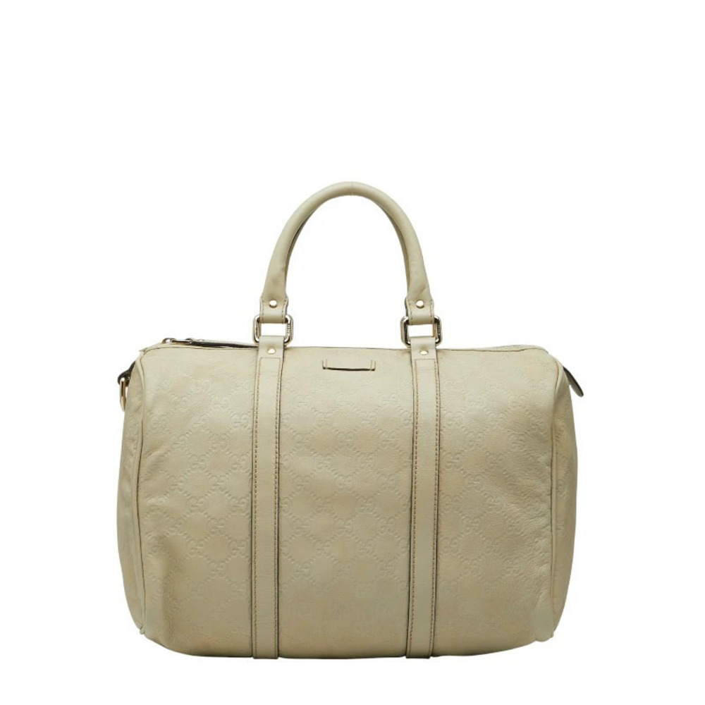 Gucci Guccissima Boston Handbag White Leather